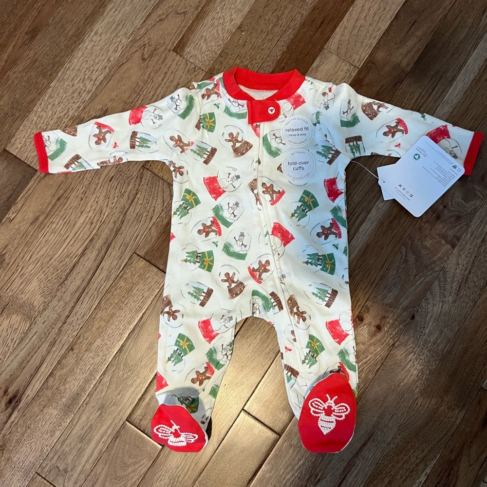 Burt’s Bees Baby One Piece Pajamas Newborn, Christmas Snowglobe